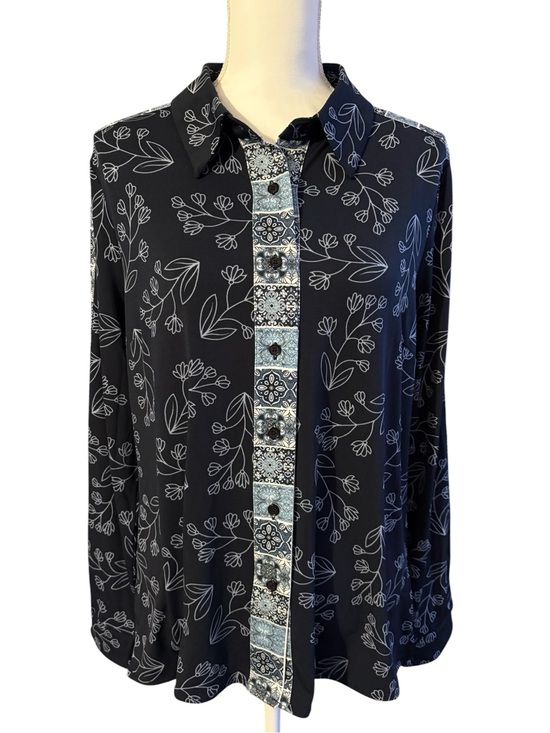Badgley Mischka Sweaters - Badgley Mischka Mark & James Floral Button Front Blouse Size L